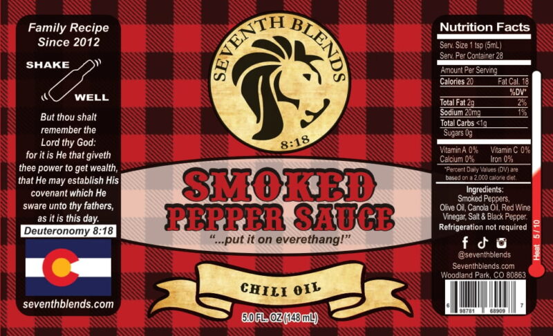 smoked pepper sauce chili oil label