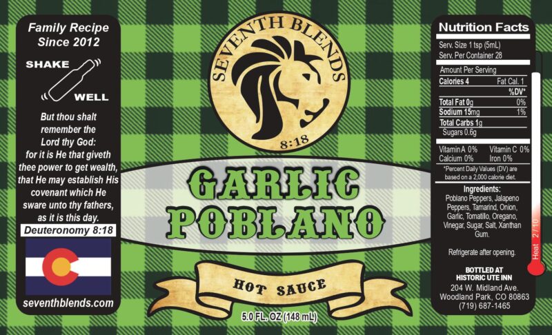 Seventh Blends Garlic Poblano Sauce Label PDF