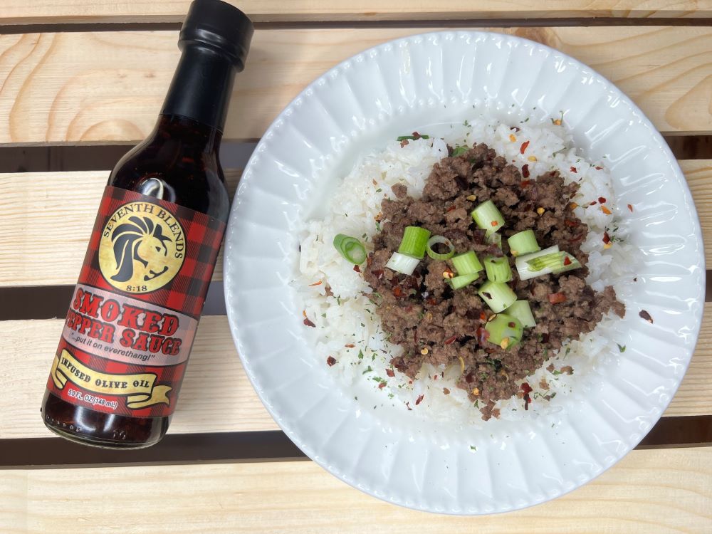 Smoked pepper sauce with korean beef bowl